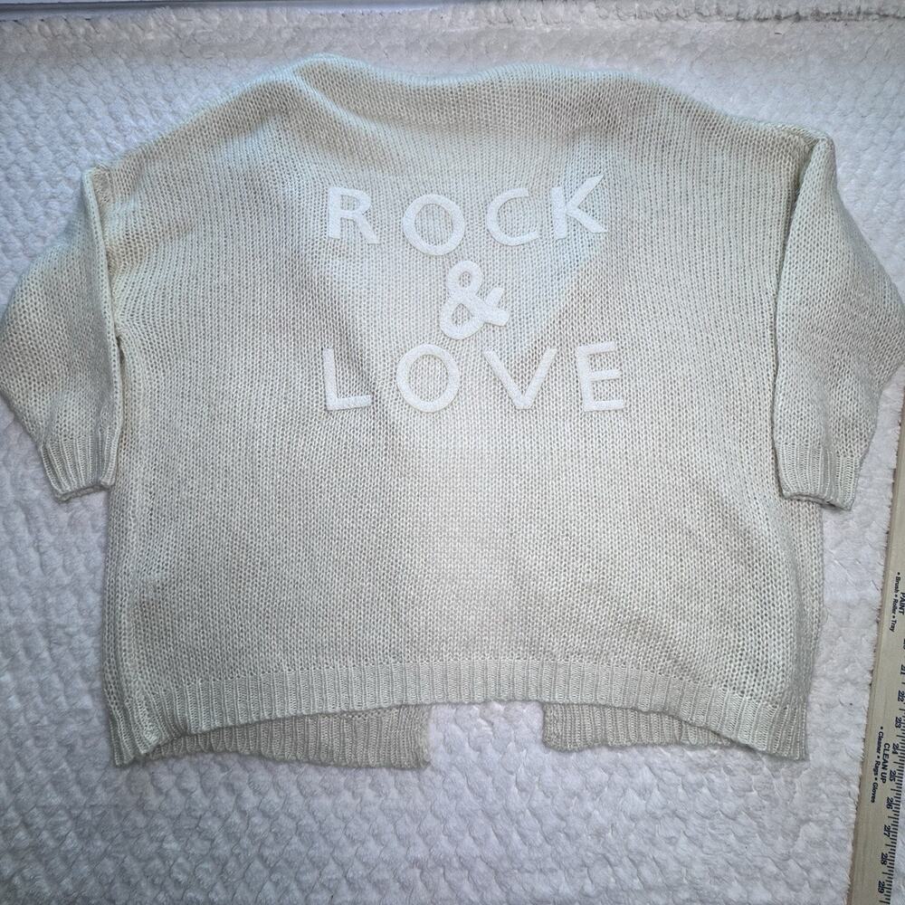 Elan Rock & Love Cream Chunky Knit Cardigan Oversized Open Front One Size - Picture 3 of 7